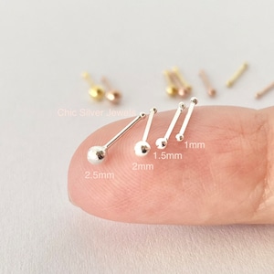 Sterling Silver Nose Bone, Push In Stud Earring, Piercing Body Jewellery Dainty TEENY TINY Minimalist Simple Everyday Cute Small Pretty