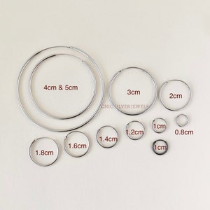 Sterling Silver Hoop Earrings, Hinged Sleeper Hoops 8mm 10mm 12mm 13mm 14mm 16mm 18mm 20mm 30mm 40mm 50mm Minimalist Unisex Cartilage Helix