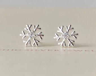 Dainty Studs, Snowflake Earrings, Silver Stud Post Earrings, Minimalist Earrings, Children Kids Earrings, Dainty Earrings, Gifts for Her