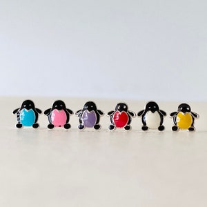 Ohrringe aus Sterlingsilber, Pinguin, Meerestier, schrullig, niedlich, Ozean, Strand, klein, zierlich, lustig, bezauberndes Geschenk, Geschenk, Zoo, Aquarium, Vogel, Natur
