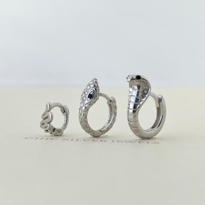 Snake Huggie Hoop: Sterling Silver Earring, INNER Diameter 5mm 8mm Cartilage Tragus Helix