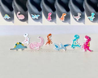 Sterling Silver Earrings, Dinosaur Stud Studs Animal Dainty Minimalist Kawaii Quirky Cute Dino T-Rex Stegosaurus Brontosaurus Kids Children