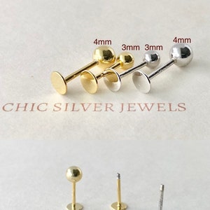 Sterling Silver Earring w/ Screw Back FLAT Circle Disk Disc Dainty Minimalist Piercing Cartilage Helix Unisex Men Women Cute Simple Everyday