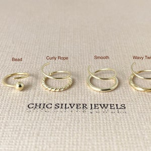 Par de aros dobles de plata de ley, pendientes de aro en espiral, aros dorados minimalistas con cierre giratorio, regalos unisex para uso diario.