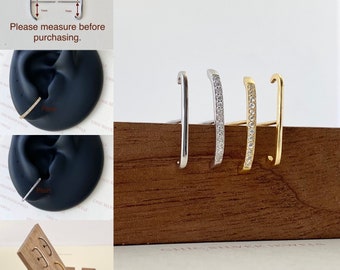 Breteloorbellen, Sterling Zilver Minimalistisch Modern Geometrisch Goud Flash Stud Unieke Bar Alledaags Schattig Oorlel Kwab Manchet Klimmers Crawlers