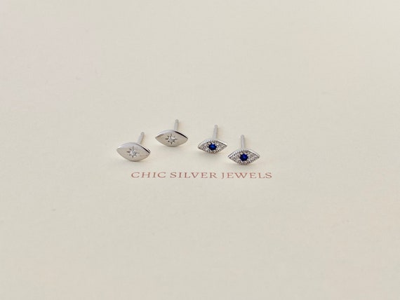 Orecchini Occhio Turco In Argento 925 Con Vetro 10 Mm - Amuleto Contro Il Malocchio - Con Custodia - 2
