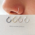 Nose Hoop Ring, Fake Faux Clip On No Piercing Non Pierced Nose Cuff, 20 gauge 0.8mm Sterling Silver Dainty Minimalist Black Rose Gold Unisex product logo