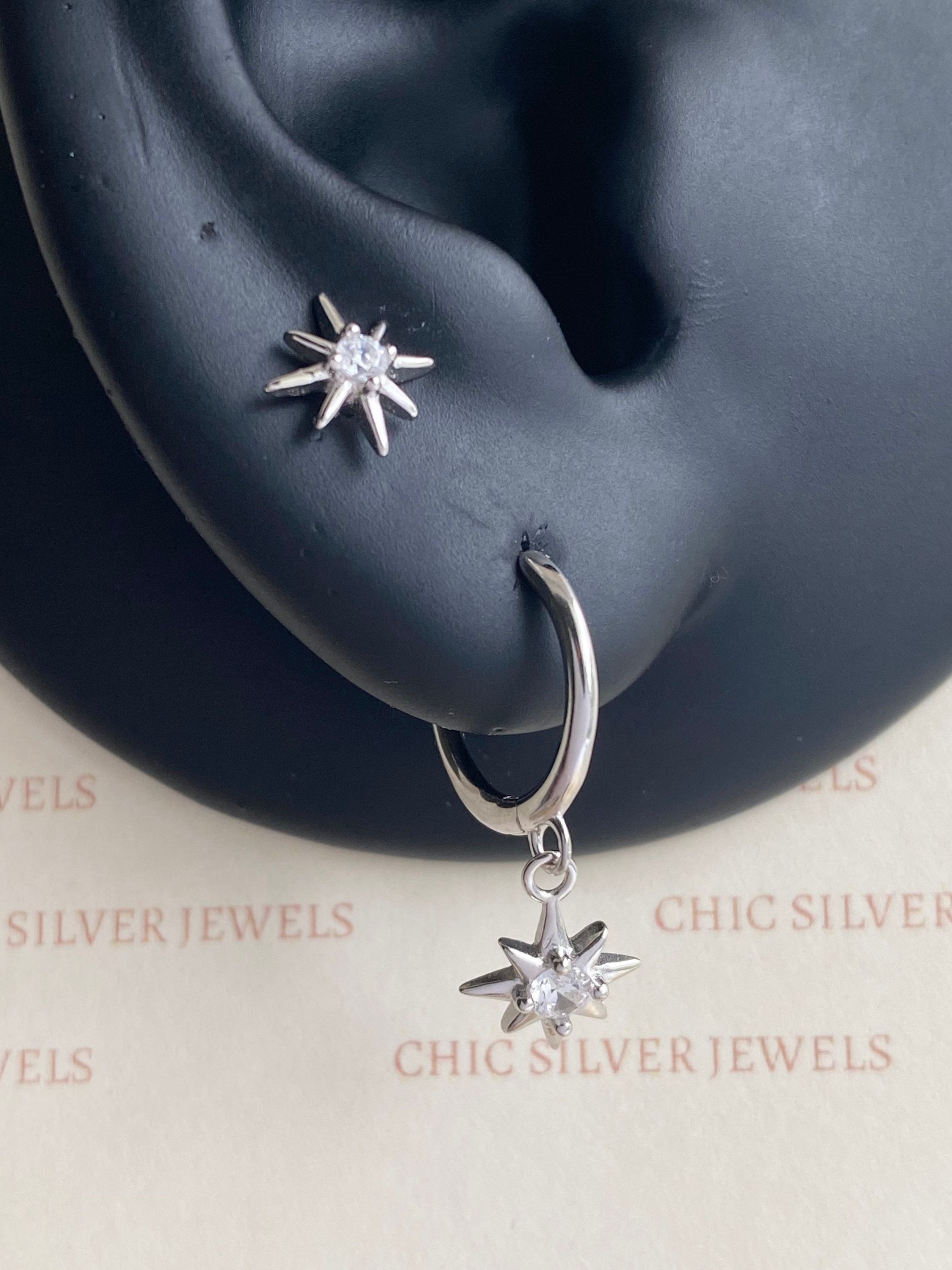 Orecchini Borchie A Stella In Argento Sterling 925 - Piccoli E Delicati, 6mm