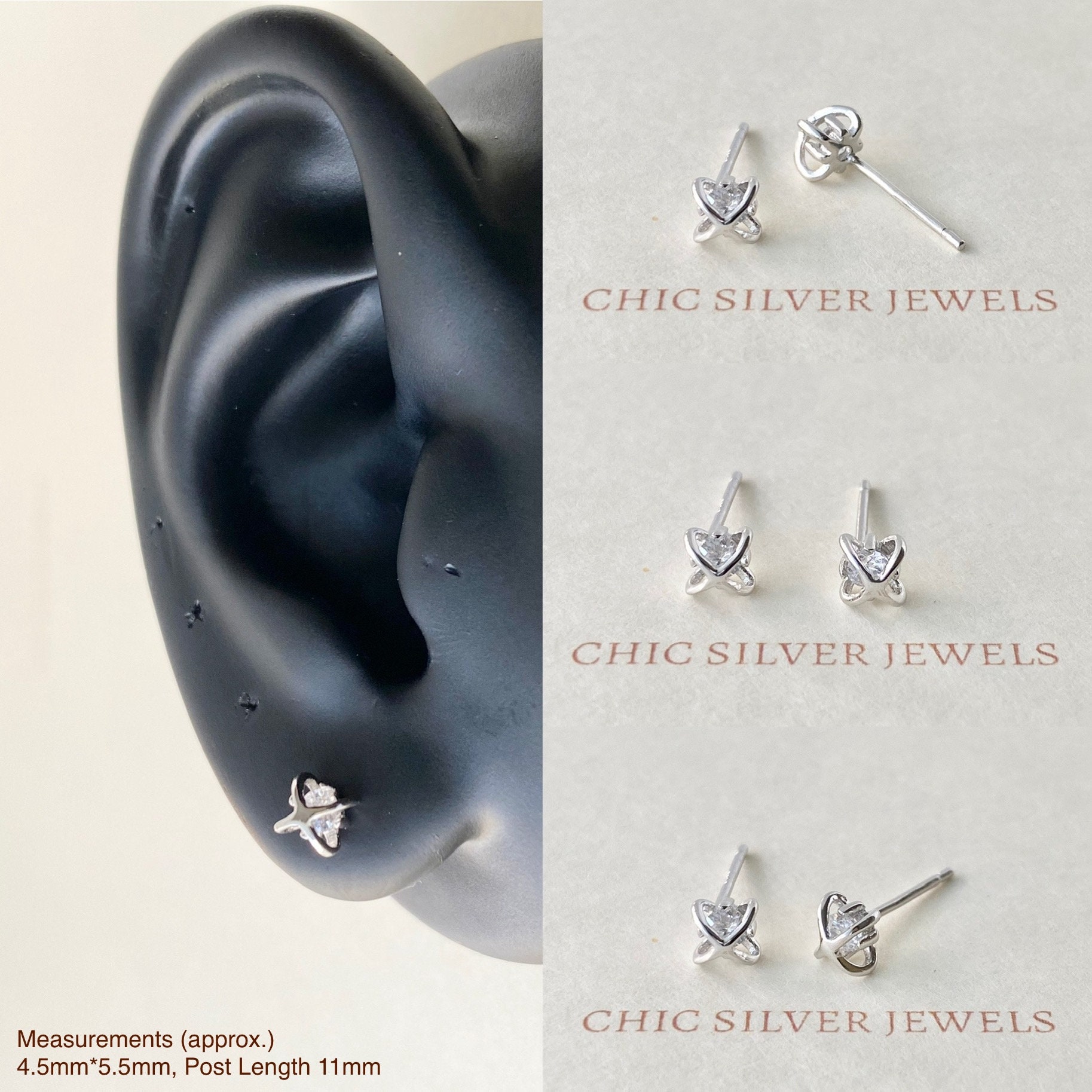 Hinvan 4 Paia Orecchini in Argento Sterling 925 Orecchini Argento Piccoli Orecchini Stella Argento con Zirconi Stelle Neri da Donna Per Donna Ragazze
