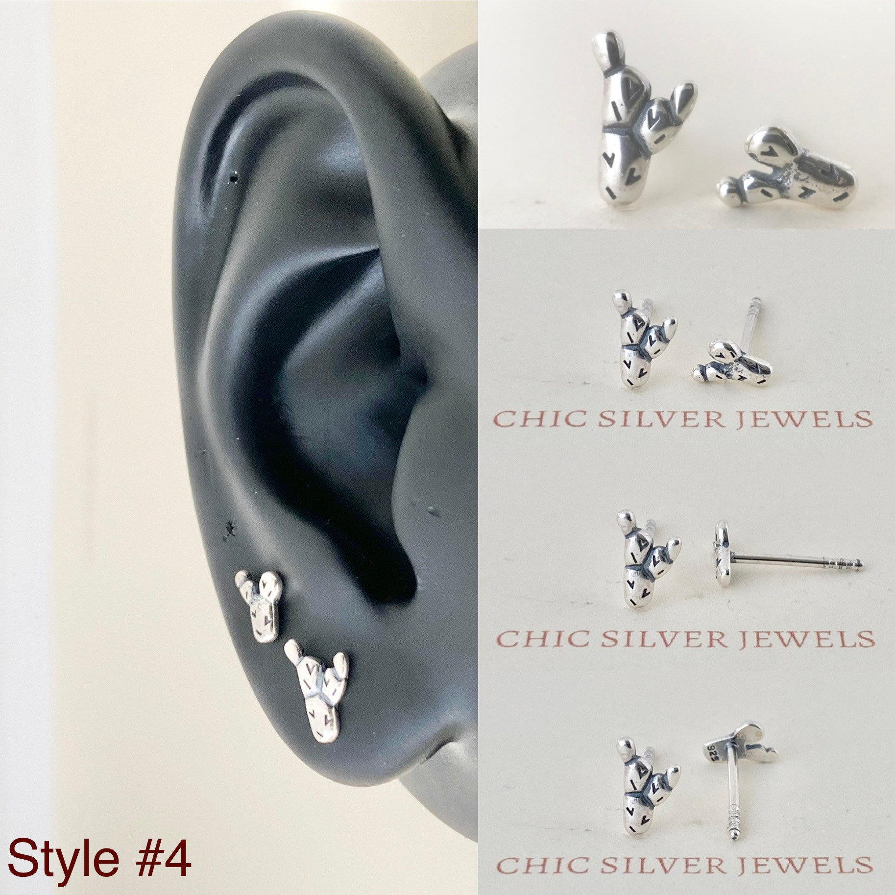 Orecchini A Cactus In Argento Sterling 925 Per Donna – Gioiello Originale, Regalo Antiallergico, Confezione Portagioie Inclusa - 2