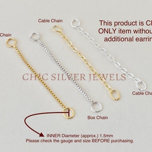 Sterling Silver Linking Chain Double Piercing Nose Nostril Linker Cuff Ear Jacket Loop Gold Rose Gold Cable Box Extension Extender Connector