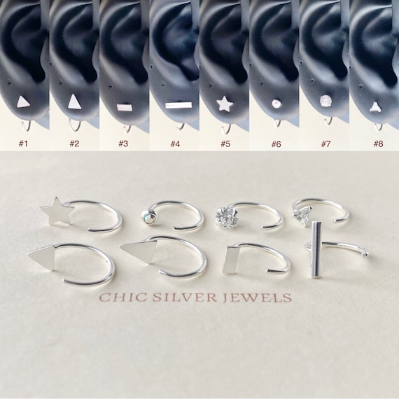 Pendientes Asimétricos De Anillo De Plata Esterlina Hipoalergénicos Uno De Un Tipo - España