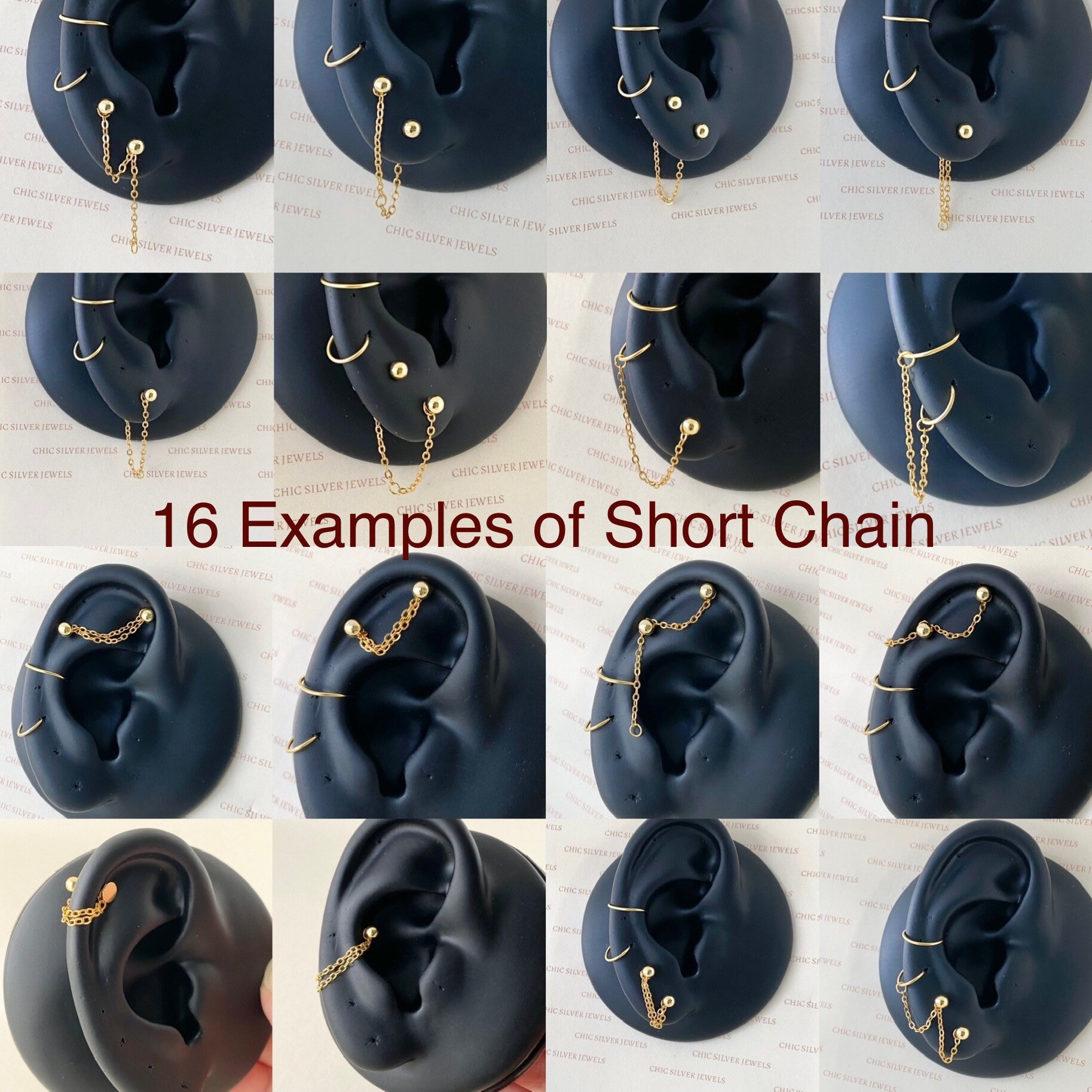 Endless Chain Piercing Pattern Sterling Silver Chain, Double Triple Piercing Linker Extension Extender ...