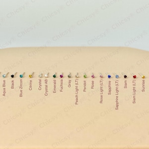 Tiny 1.5mm, 2mm, 2.5mm Crystal Nose Stud or Bone: Sterling Silver 24g, Various Colours