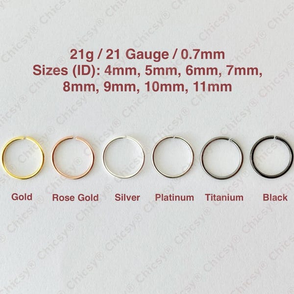 21g Sterling Silver Hoop: Cartilage Helix Rook Daith Tragus Conch Lobe Nose Piercing