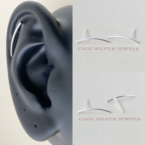 Pendientes de plata de ley, cartílago, trepadores, pasadores, barridos, minimalistas, delicados, bohemios, para uso diario, lindos, piercings para hélice, regalo presente