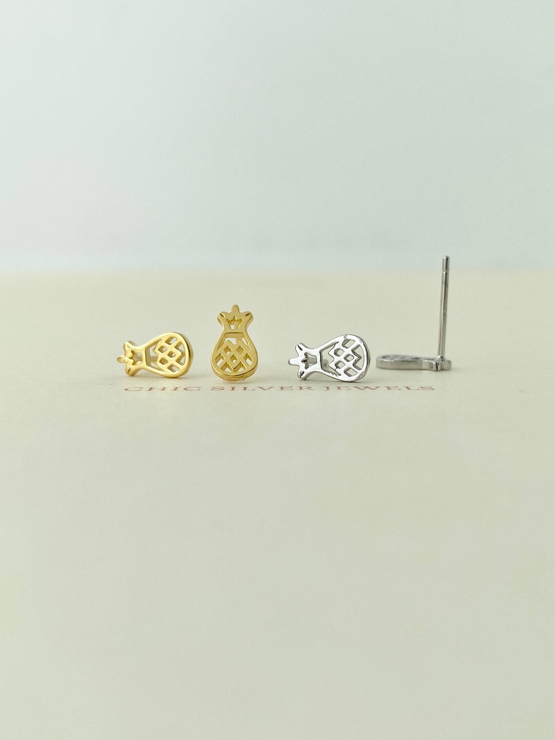 Ciondolo Ananas Hawaiano 3D In Argento 925 Placcato Oro Rosa 8mm