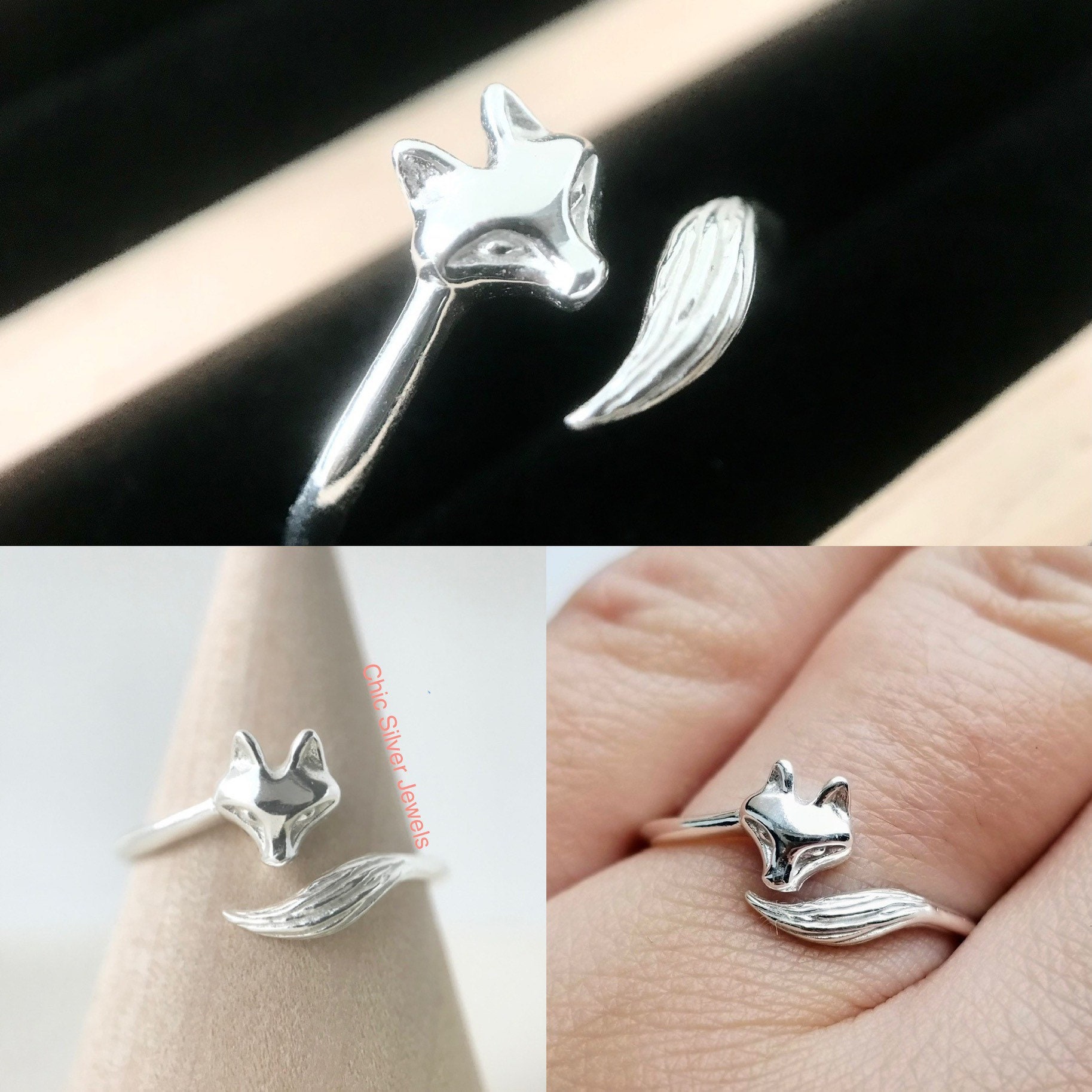 CHABER 925 Sterling Silber Tier Fuchs Verstellbare Produktbild-Vorschau 9
