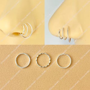 20G Infinite Hoop Cartilage Nose Tragus Helix Conch Septum Piercing Hoop Ring THICK 20 Gauge 0.8mm Sleeper Sterling Silver Dainty SEAMLESS