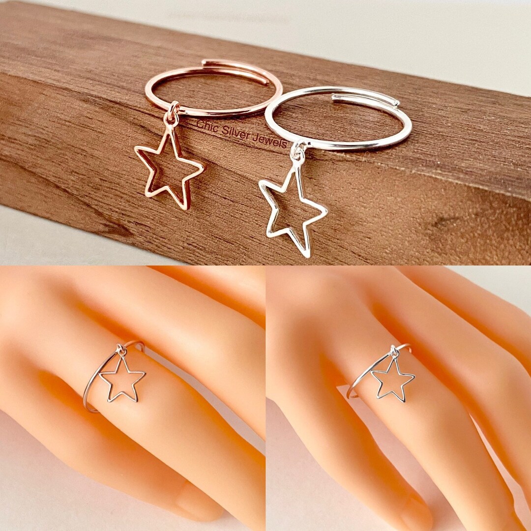 Stackable Rings From Stern Sterling Silber Ring, Baumeln Stern Himmlisch Verstellbare Offen Rose ...