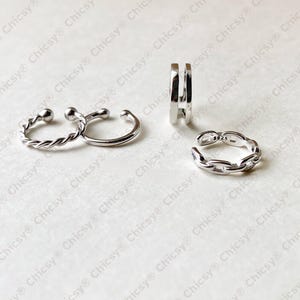 Ear Cuff, Sterling Silver Cartilage Conch Cuff Earring, Stacking Earring, Fake Faux Non Piercing, Unisex Men Women Everyday Simple Present