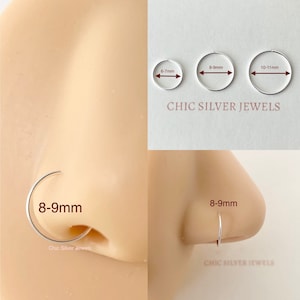 24G Infinite Hoop Cartilage Nose Tragus Helix Conch Septum Piercing Hoop Ring THIN 24 Gauge 0.5mm Sleeper Sterling Silver Dainty SEAMLESS
