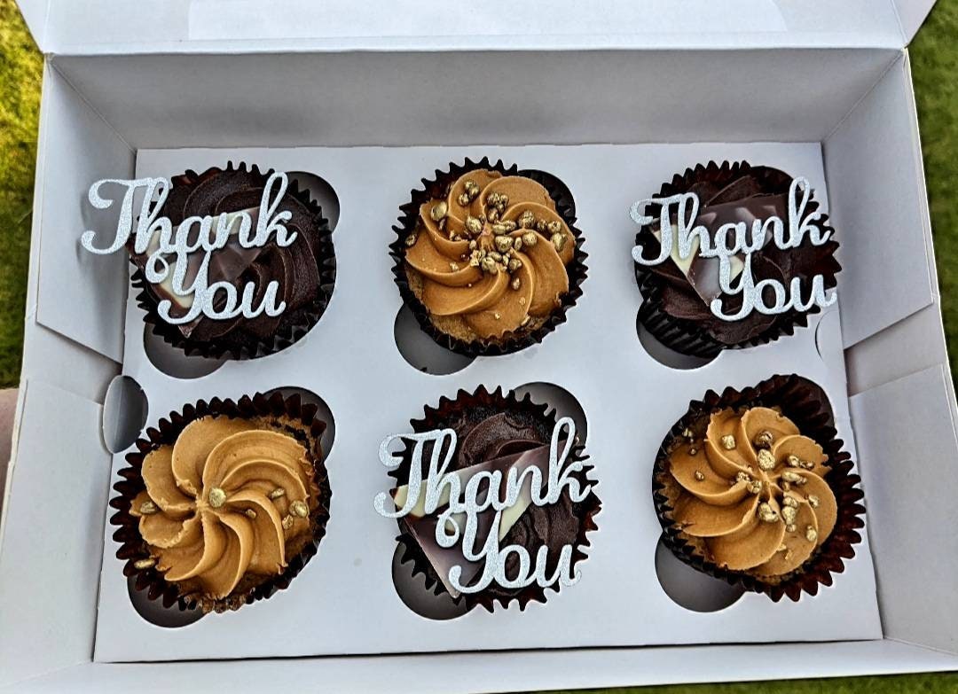 Thank You Cupcake Toppers Silver/ Gold Etsy UK