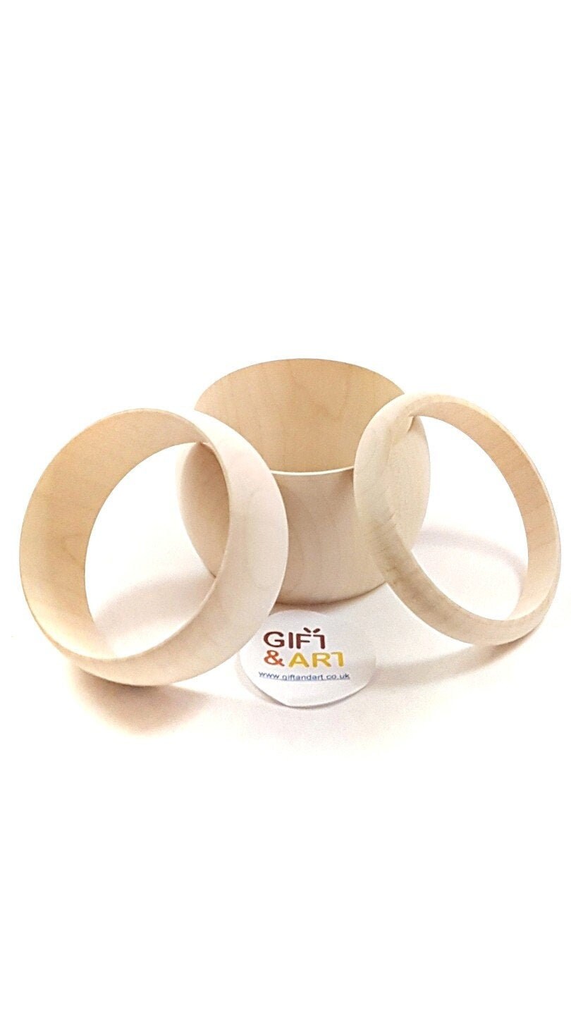 Plain Natural Wooden Bangles Bracelets DIY Decoupage JEWELLERY