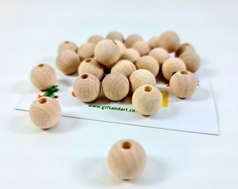 Perline Di Palline Di Legno Naturale Foro A METÀ 10,12,16,20,25 - Foto 4