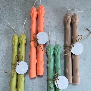 Vegetable Taper Candles, Asparagus Taper Candles, Earl Grey Tea Scented Candle, Food Candles, Unique, Pure Soy Wax, Pair of Tapers, Gift