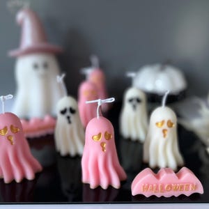 Ghost Candles, Cute Ghost Candles, Sparkly Ghost Candles, Hand Painted, Halloween Candles, Fall Candles, Halloween Decor, Spooky Candles