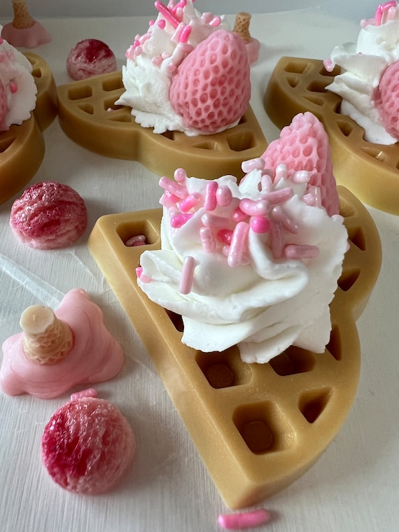 Scoops Wax Melts, Ice Cream Wax Melts, Strawberry Ice Cream Scented, Waffle Cone Scented, Summer Wax Melts, Bakery Wax Melts, Fun Wax Melts