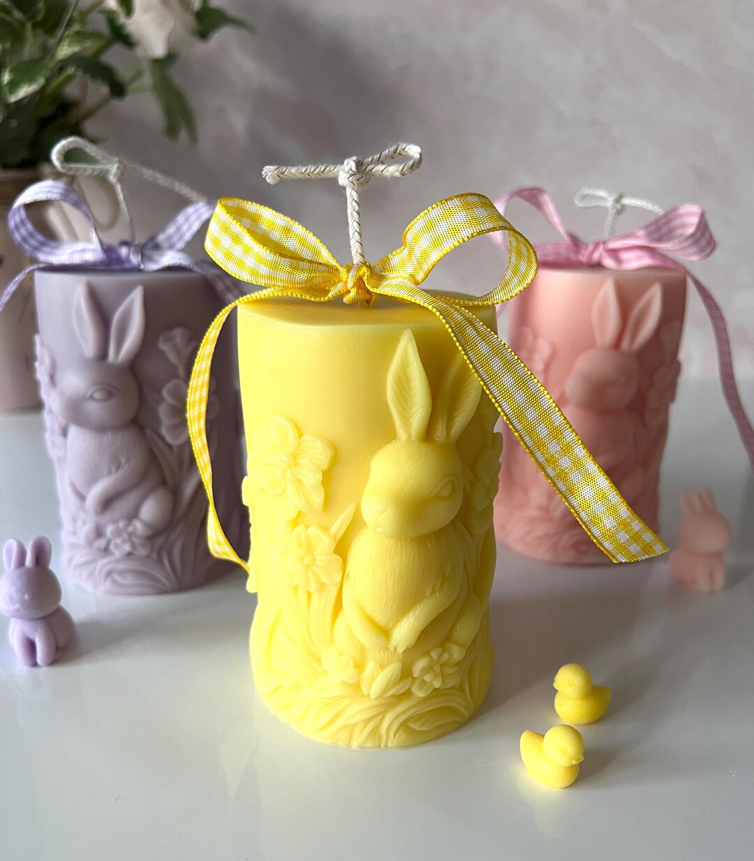 Bunny Pillar Candle, Rabbit Candle, Easter Decor, Spring Candle ...