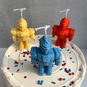 Robot Candles, Transformer Candle, Robot Shaped Candles, Cake Candle, Space Theme, Party Candles, Hand Poured, Natural Wax, Cake Decor