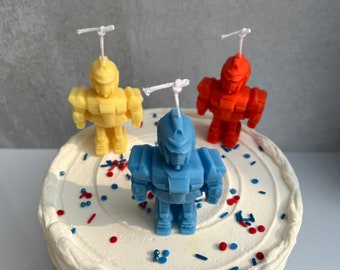 Robot Candles, Transformer Candle, Robot Shaped Candles, Cake Candle, Space Theme, Party Candles, Hand Poured, Natural Wax, Cake Decor