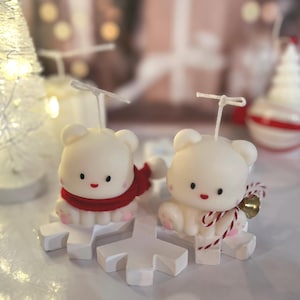 Snow Bear Candle, Christmas Candle, Winter Bear Candle, Christmas Decor, Holiday Gift Idea, Fun Candle, Bear Lover, Bear Candle, Fun Candle
