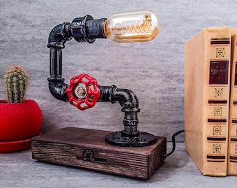 Table lamp, Industrial lighting, Steampunk desk lamp,  Industrial desk lamp, Desk lamp, Pipe Desk Lamp, Edison Steampunk lamp, Pipe Lamp