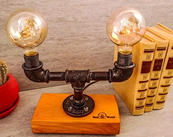 Robot desk lamp, Bedside lamp unique, Table lamp, Industrial lighting, Desk lamp, Pipe Desk Lamp, Edison Steampunk lamp, Pipe Lamp,  Edison