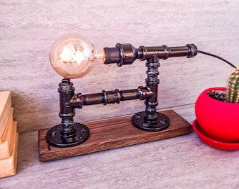 Table lamp, Steampunk desk lamp,  Industrial desk lamp, Industrial lighting, Desk lamp, Pipe Desk Lamp, Edison Steampunk lamp, Pipe Lamp