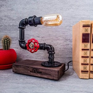 Table lamp, Industrial lighting, Steampunk desk lamp,  Industrial desk lamp, Desk lamp, Pipe Desk Lamp, Edison Steampunk lamp, Pipe Lamp