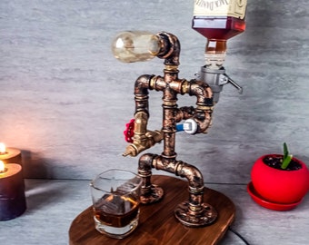 Industrial liquor dispenser, Steampunk dispenser, Whiskey dispenser, Whiskey fountain, Drink dispenser, Alcohol dispenser for bar.