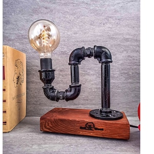 Rustic table lamp, Loft desk lamp, Table lamp, Industrial lighting, Desk lamp, Pipe Desk Lamp, Edison Steampunk lamp, Pipe Lamp, Edison lamp