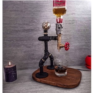 Alcohol holder, Bourbon dispenser, Shot dispenser, Whiskey decanter, Jack Daniels dispenser,Steampunk Industrial liquor dispenser, Decanter