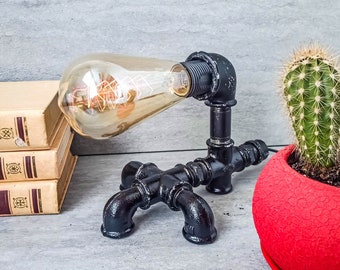 Steampunk desk lamp, Industrial desk lamp, Industrial lighting, Pipeman Pipe lamp, Edison table lamp, Loft desk lamp, Accent desk lamp