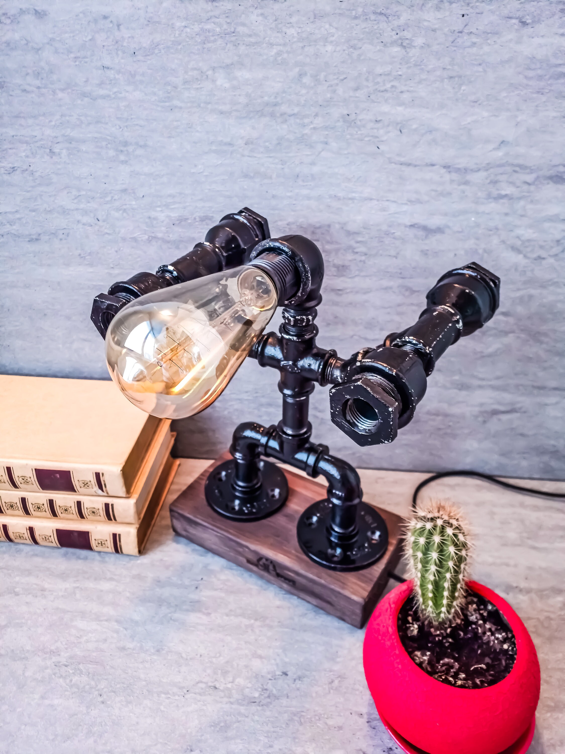 Steampunk Desk Lamp, Industrial Desk Lamp, Industrial Lighting, Pipeman ...