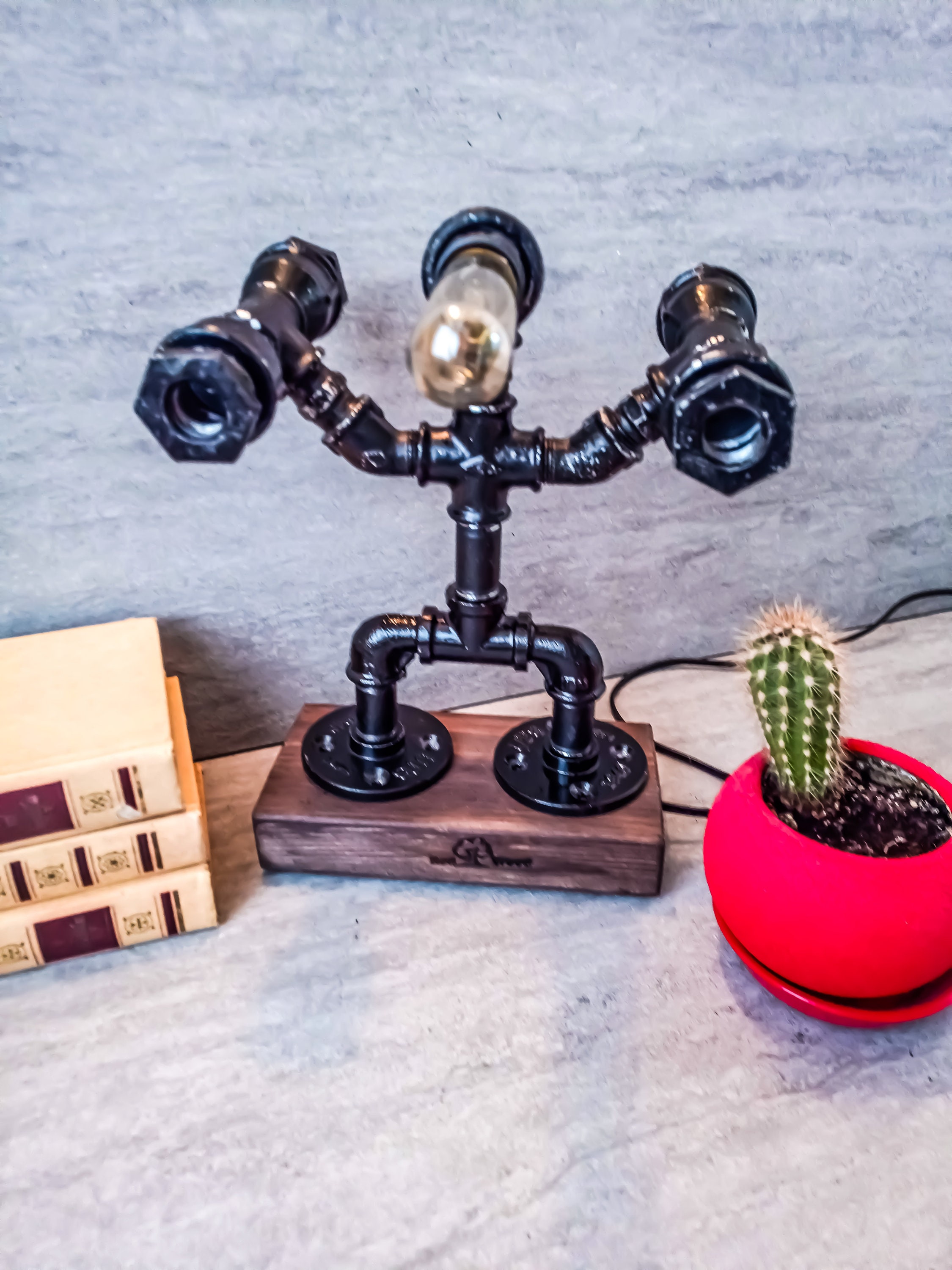 Steampunk Desk Lamp, Industrial Desk Lamp, Industrial Lighting, Pipeman ...