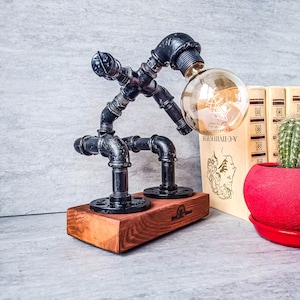 Steampunk desk lamp, Industrial desk lamp, Industrial lighting, Pipeman Pipe lamp, Edison Steampunk lamp, Edison table lamp, Rustic lamp