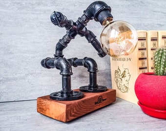 Steampunk desk lamp, Industrial desk lamp, Industrial lighting, Pipeman Pipe lamp, Edison Steampunk lamp, Edison table lamp, Rustic lamp