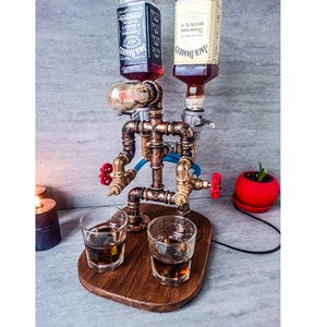 スチームパンク アルコールディスペンサー、酒類アルコール ウイスキーディスペンサー、父の日ギフト、男の隠れ家、彼へのギフト、アルコールギフト、パイプ酒類ディスペンサー
