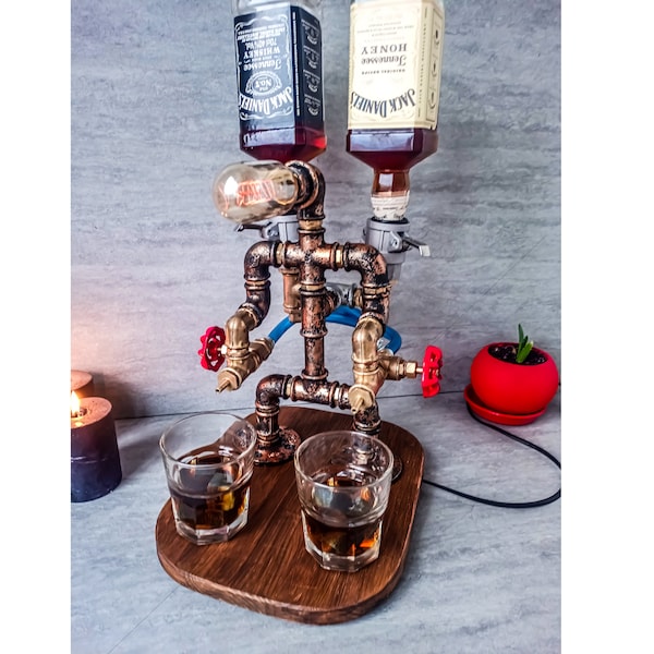 Steampunk Alcohol Dispenser, Liquor Alcohol Whisky Dispenser, Fathers Day gift, Man Cave, Gift for Him, Alcohol Gifts, Pipe Liquor Dispenser